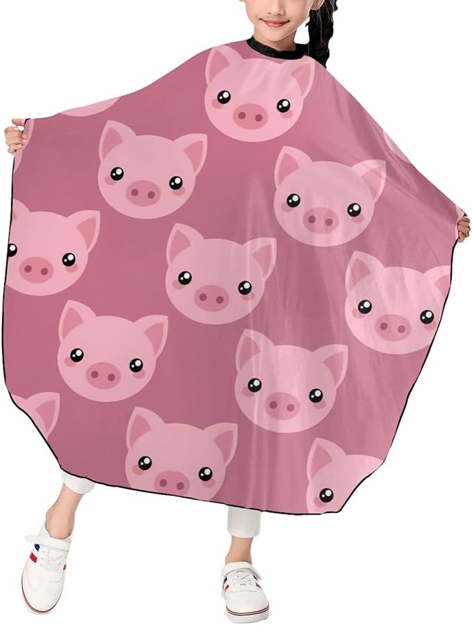 one to promise 可爱粉色猪理发披风,可爱的卡通粉色猪理发披风,适合